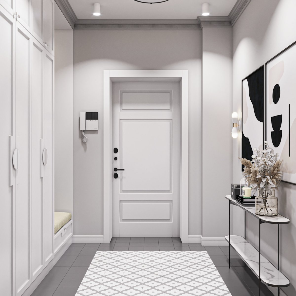 Прихожая в серых тонах