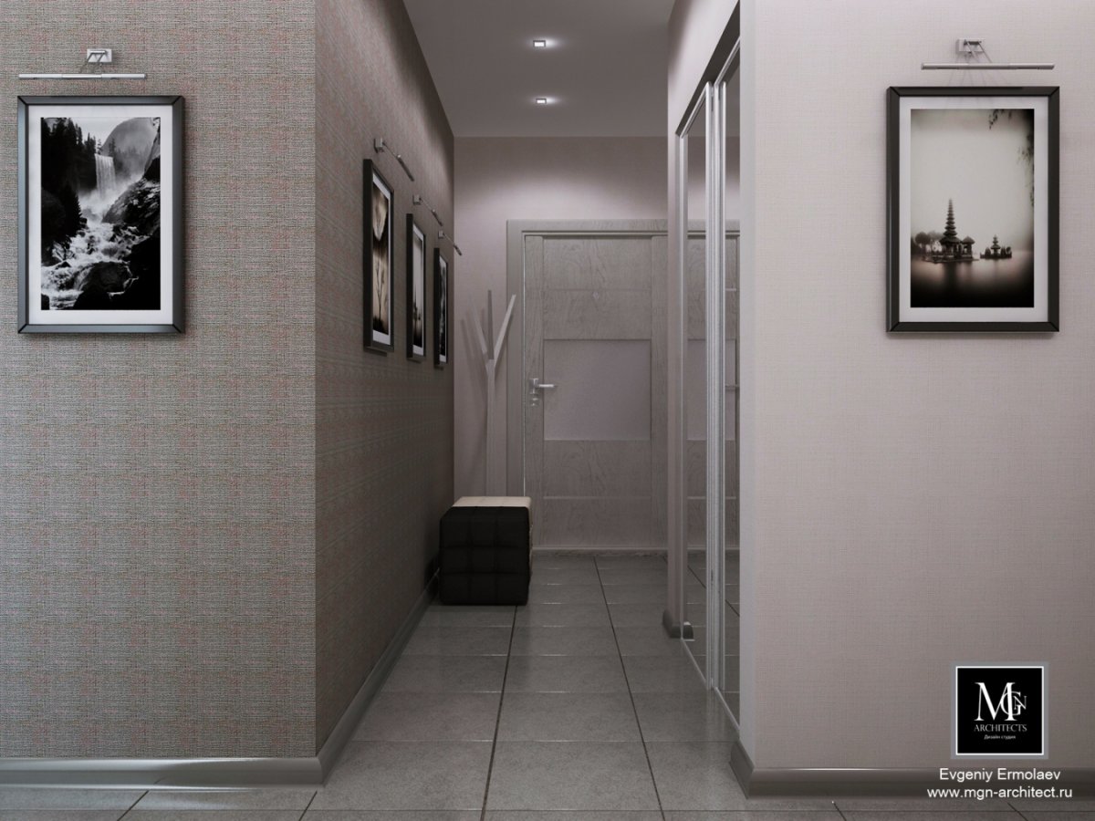 Серая плитка в коридоре
