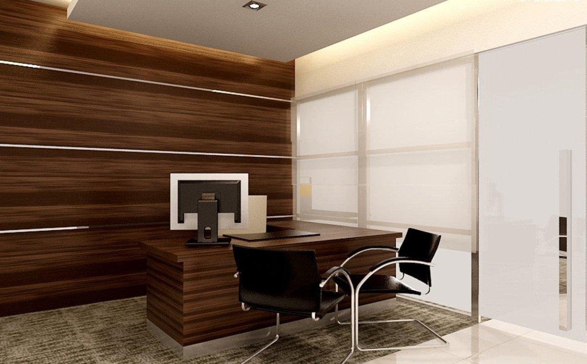 Ламинат на стене в офисе