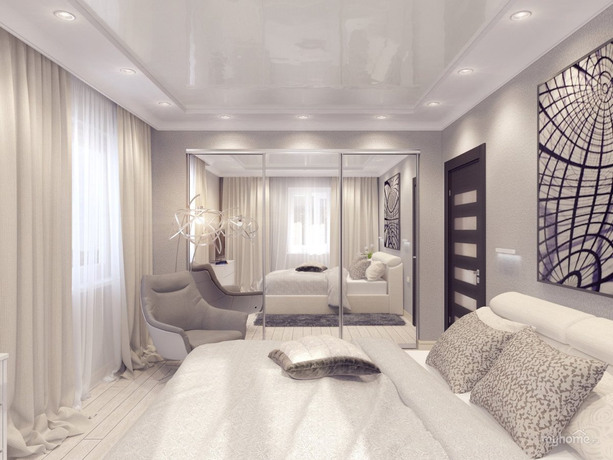 Зонированная гостиная со спальней