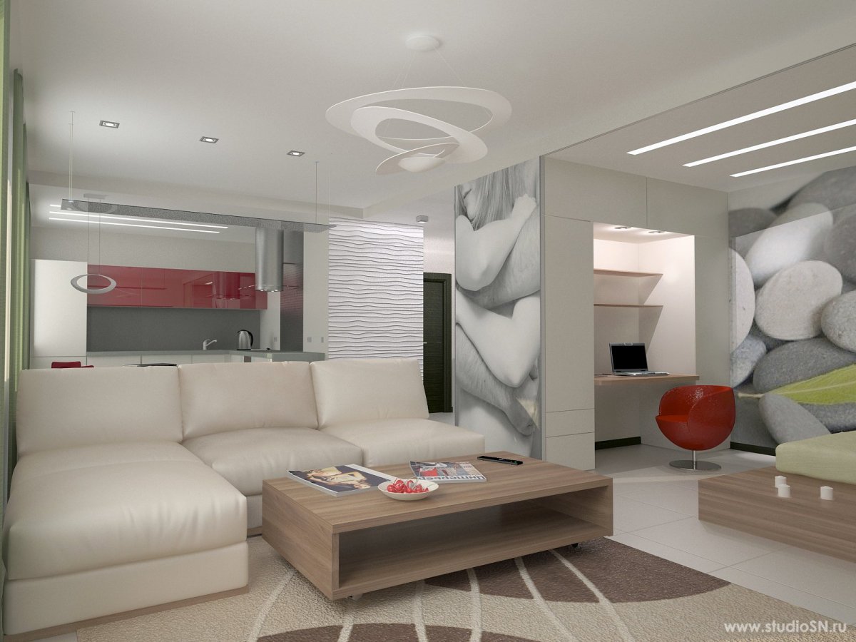 Планировка комнаты на спальню и гостиную