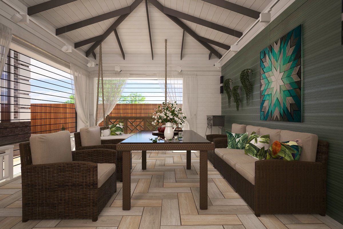 Отделка беседки изнутри