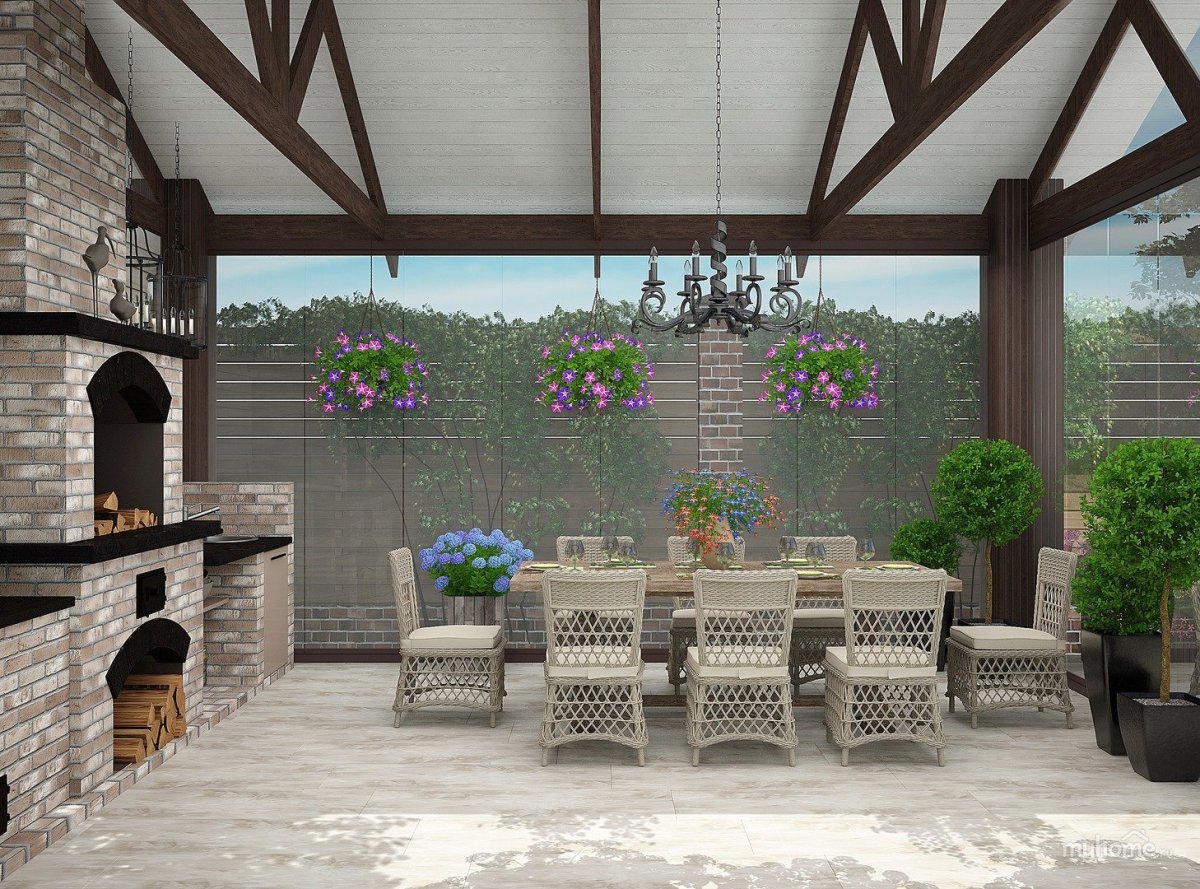 Отделка летней кухни