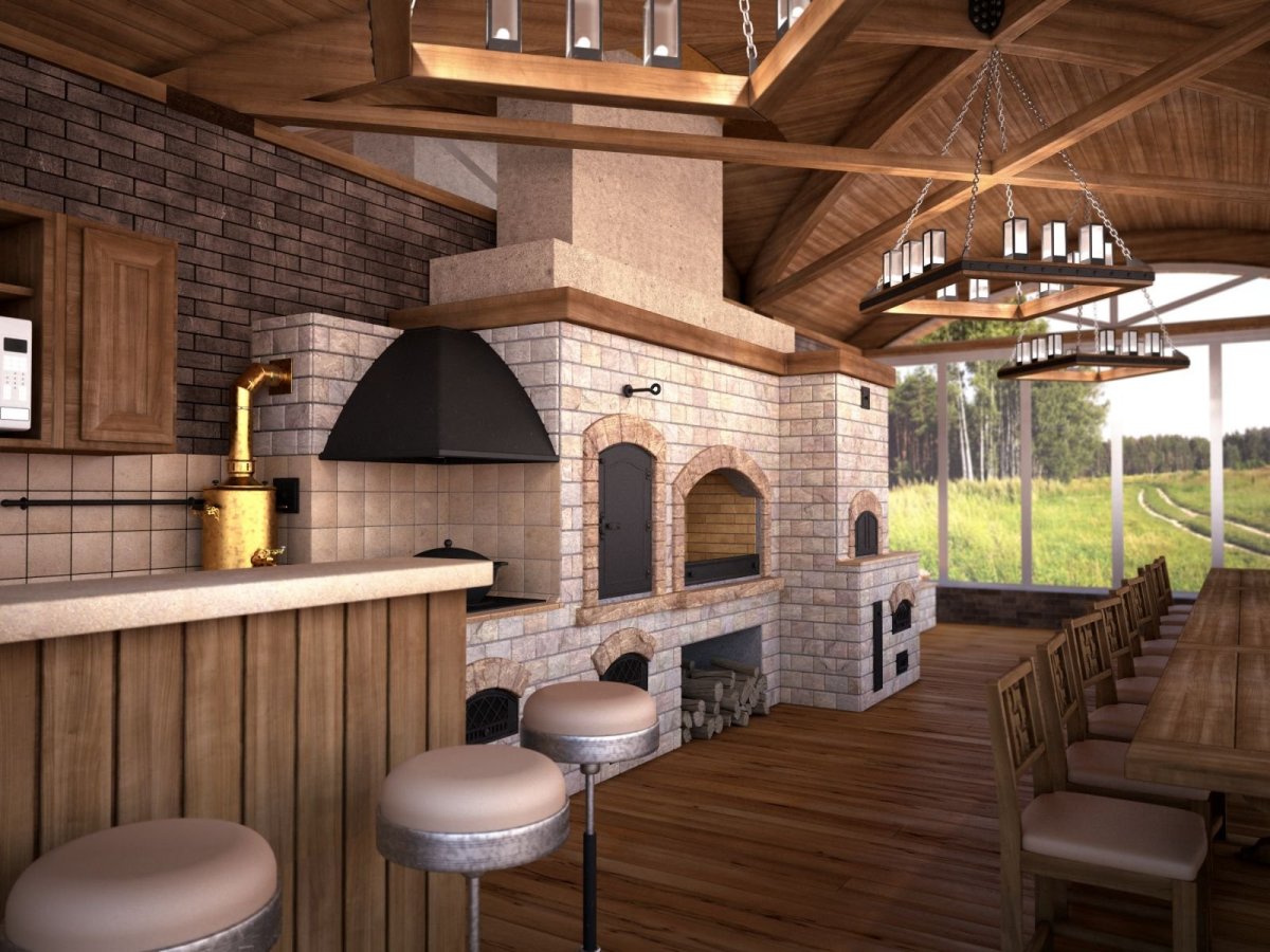 Деревянная летняя кухня