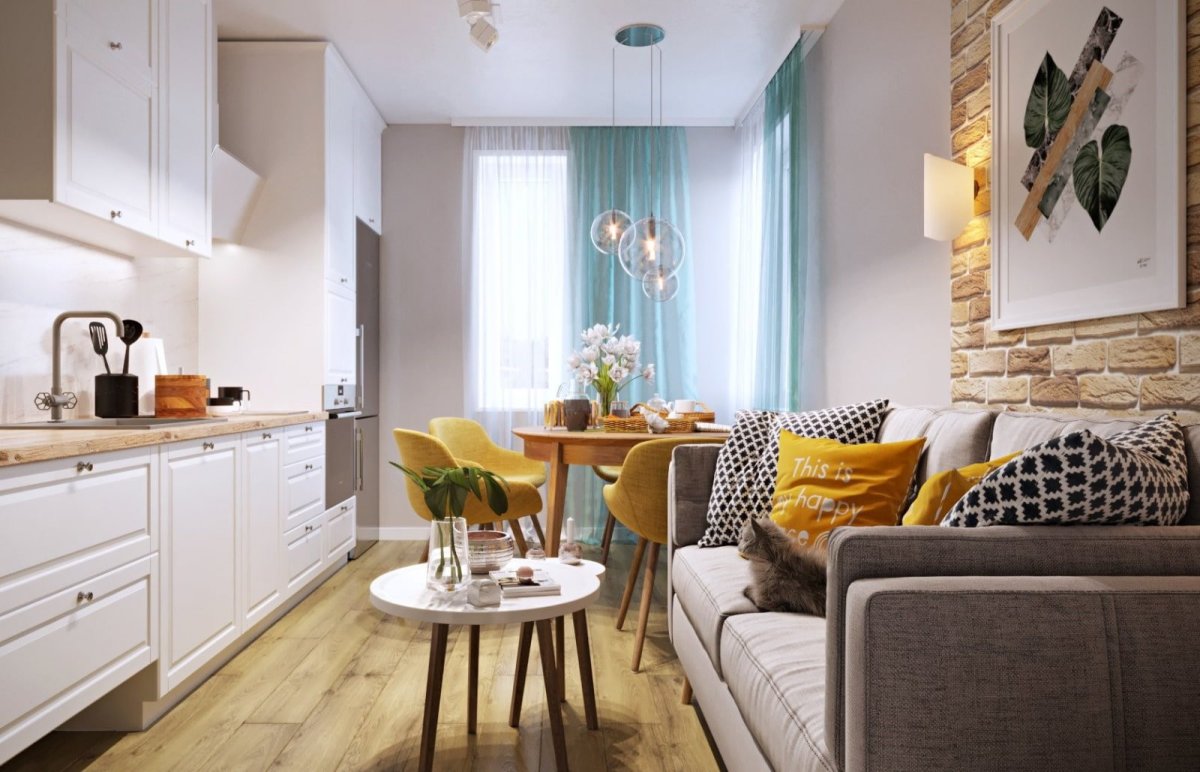 Кухня гостиная икеа 13м