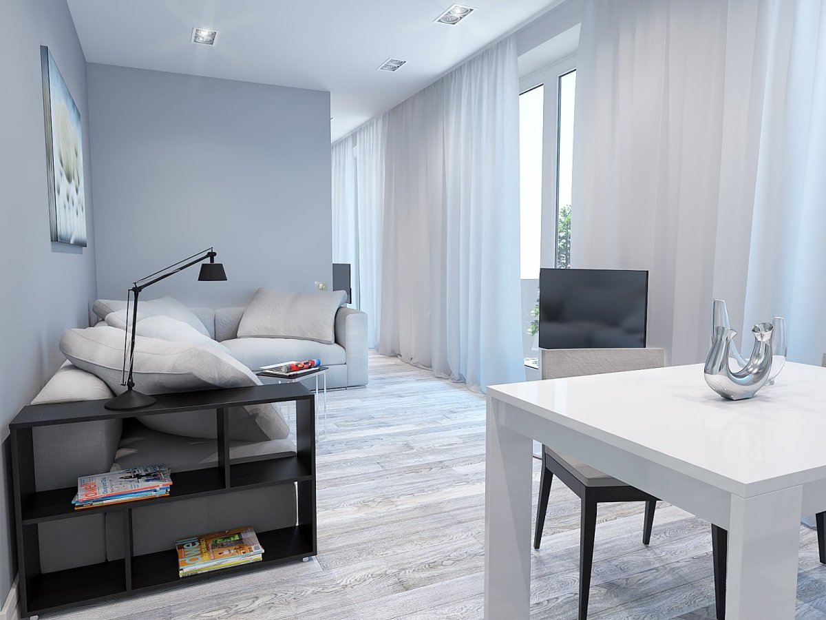 Серо белый стиль комната