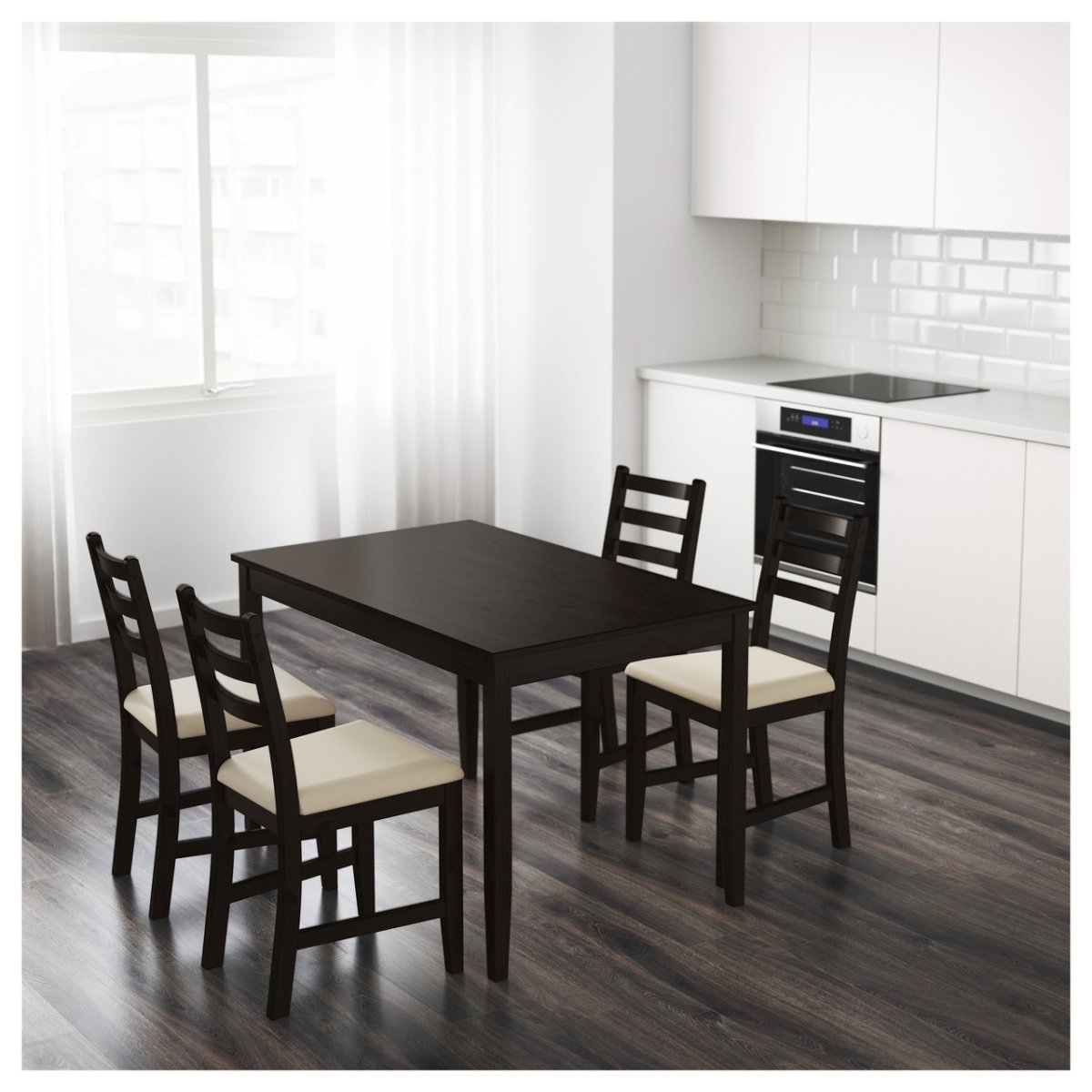 Lerhamn ЛЕРХАМН стол, черно-коричневый118x74 см