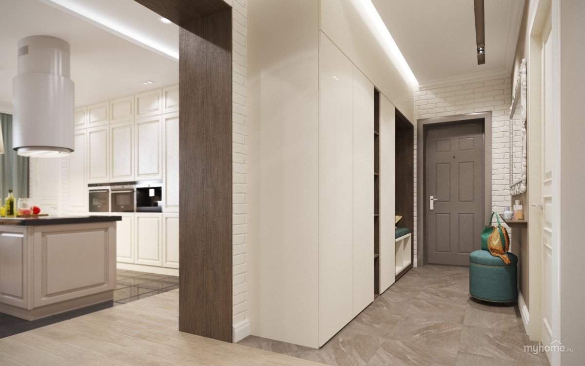 Прихожая совмещенная с гостиной