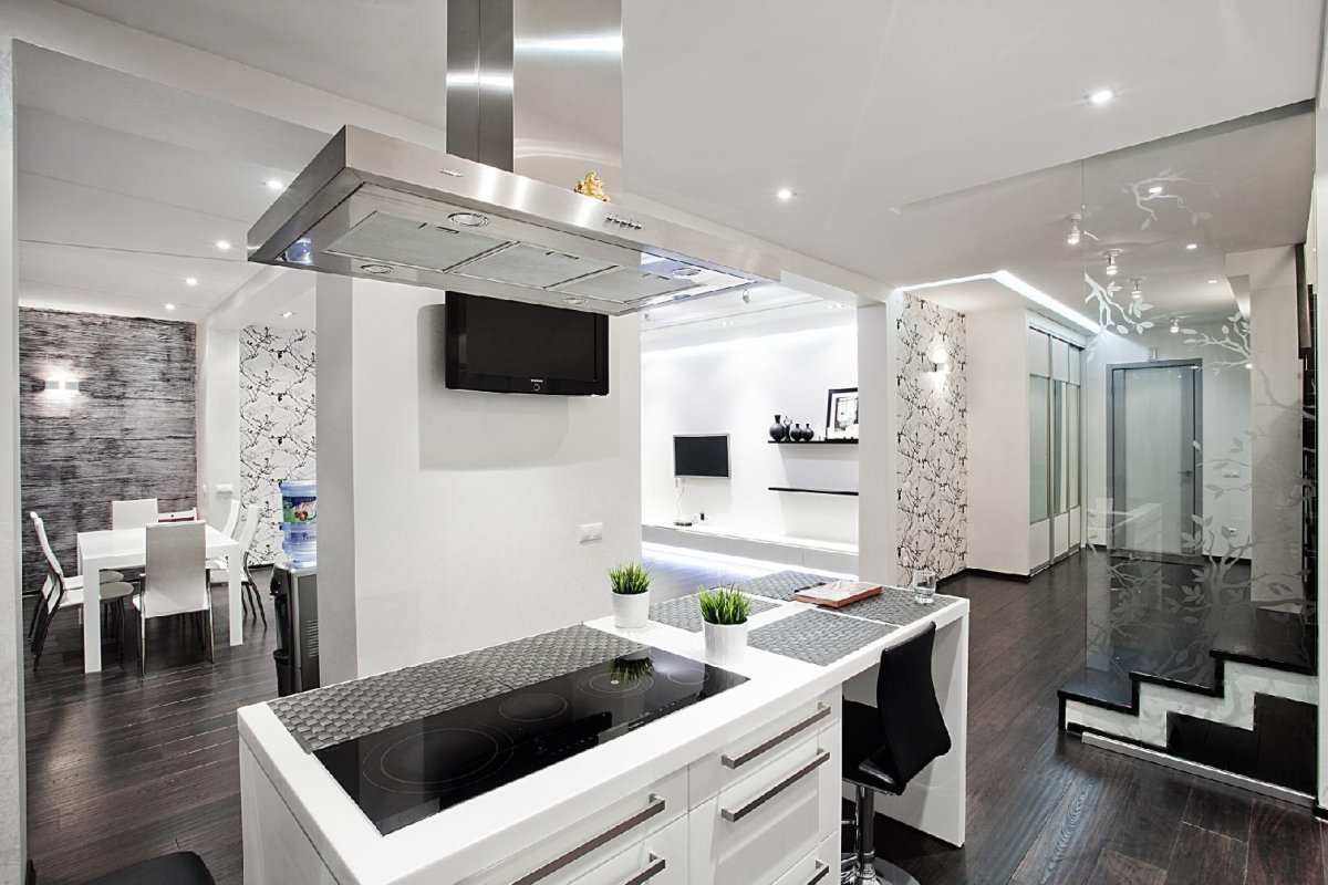 Совмещенная прихожая с кухней декор дизайн