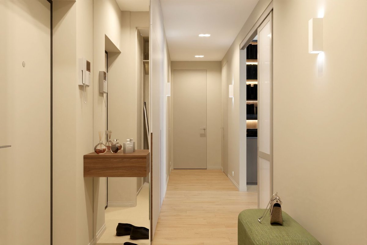 Плитка в коридоре светлый тон