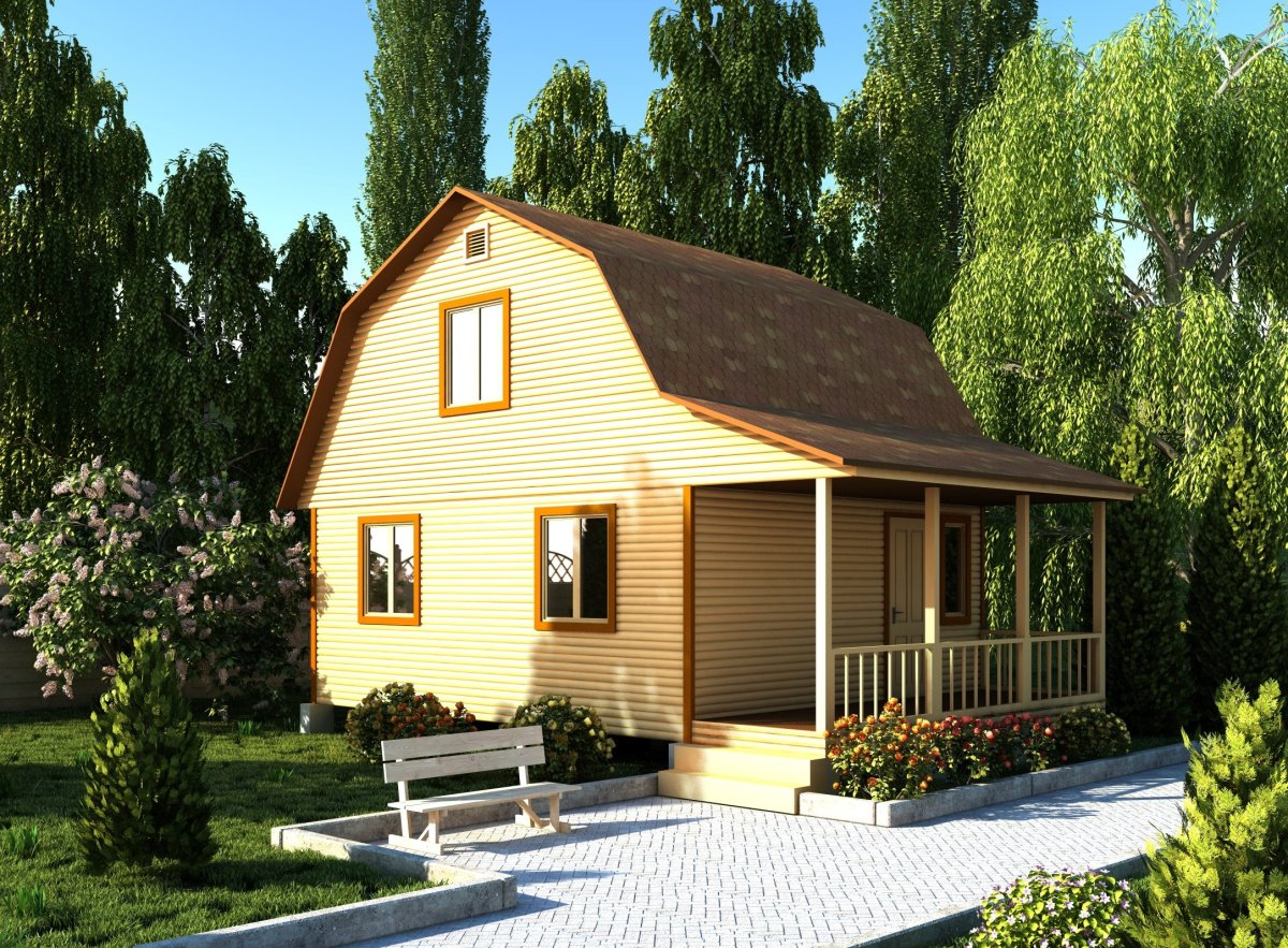 Небольшой дачный домик с мансардой