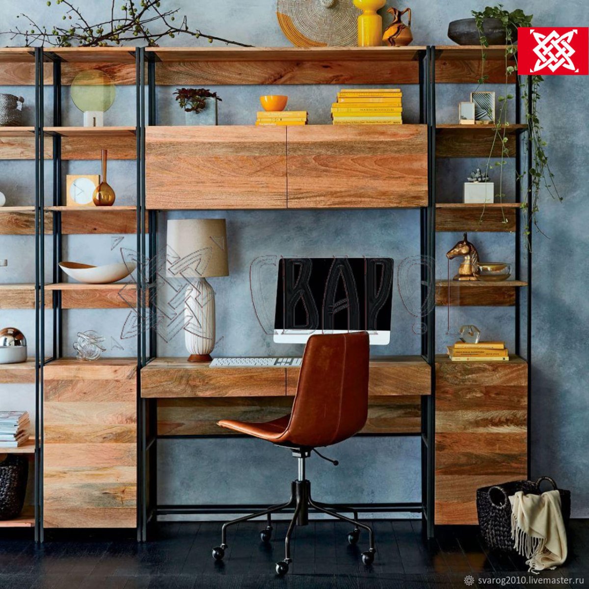 Рабочий стол со стеллажом