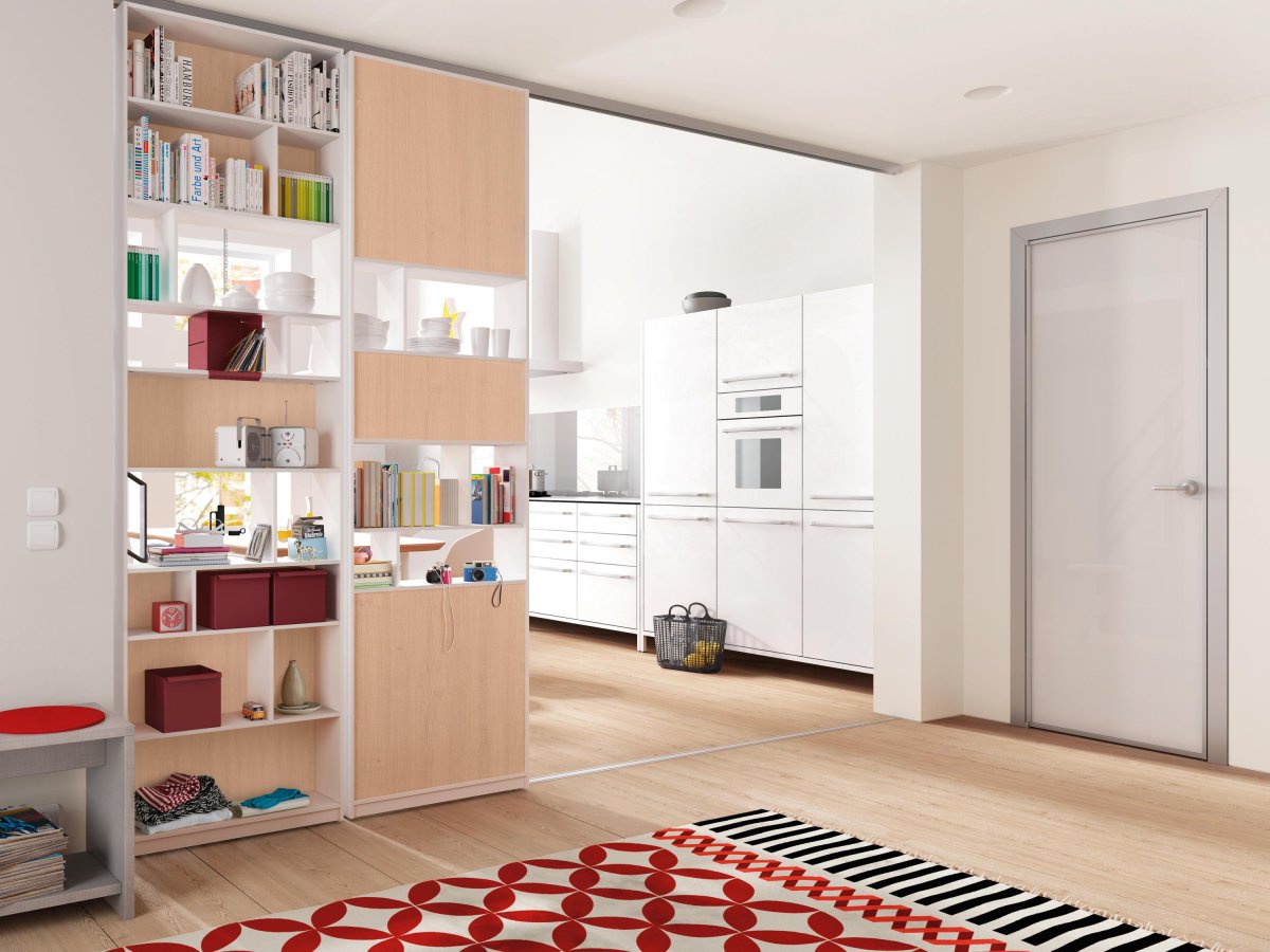 Мебельные перегородки для зонирования пространства в комнате