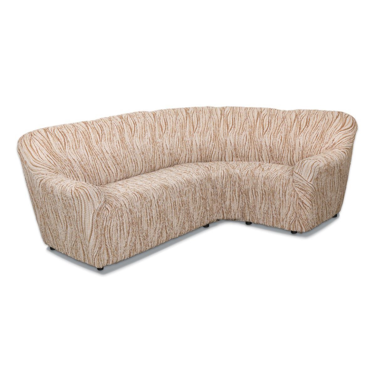 Еврочехлы на угловой диван с полкой в углу