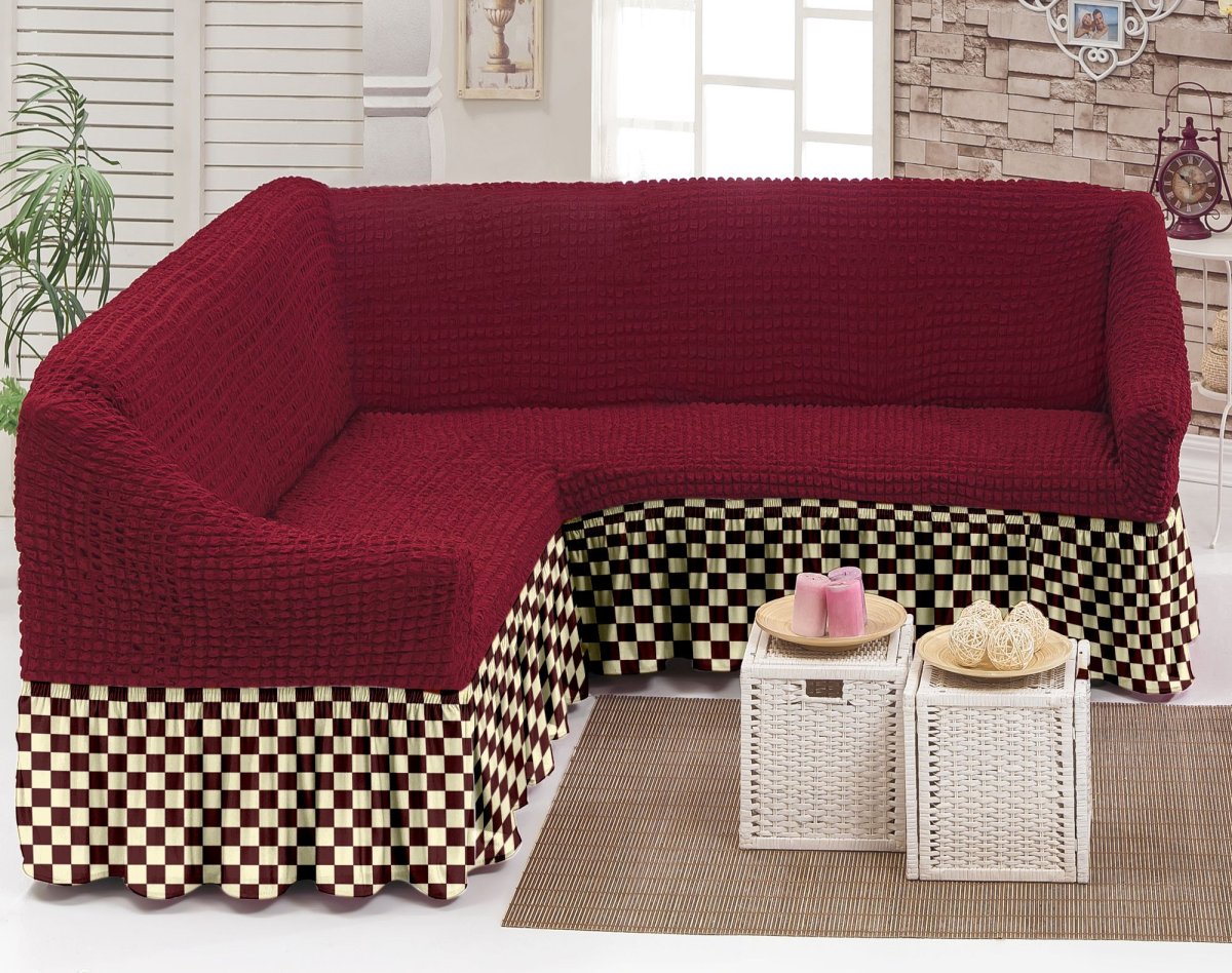 Как правильно надеть Еврочехол на угловой диван с полкой