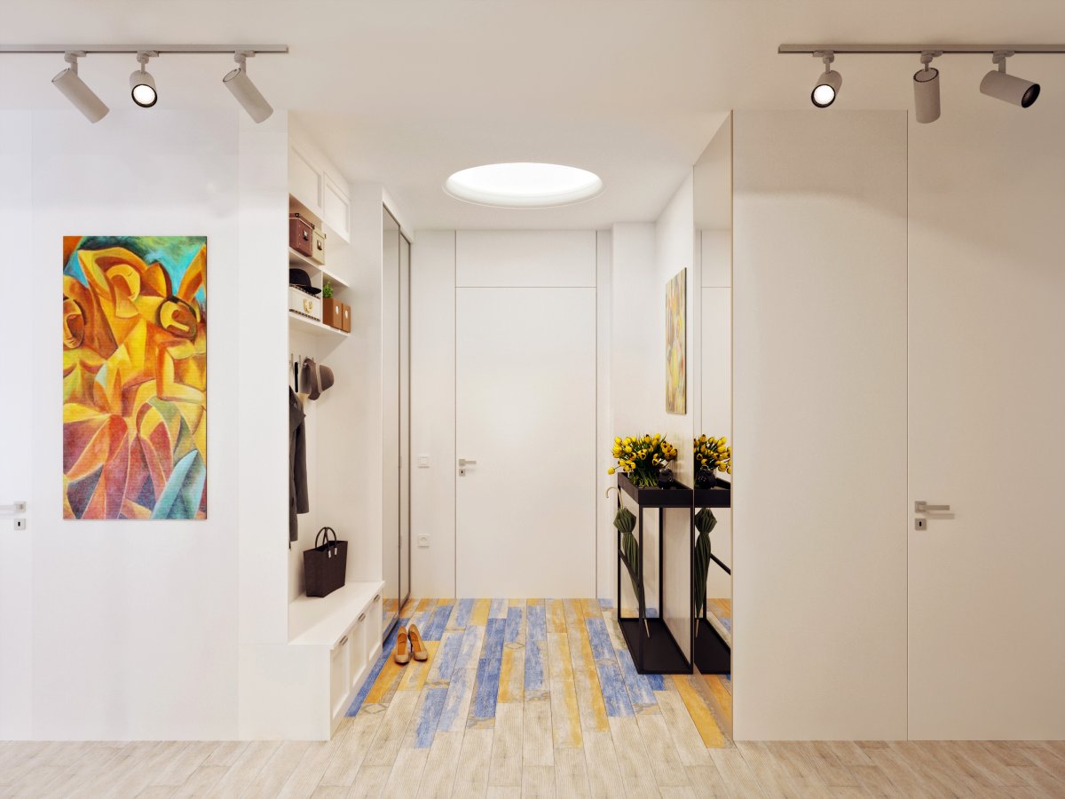 Прихожая с зеркалом в современном стиле