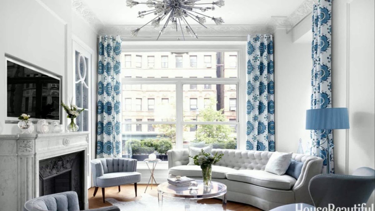 Серо бирюзовая гостиная