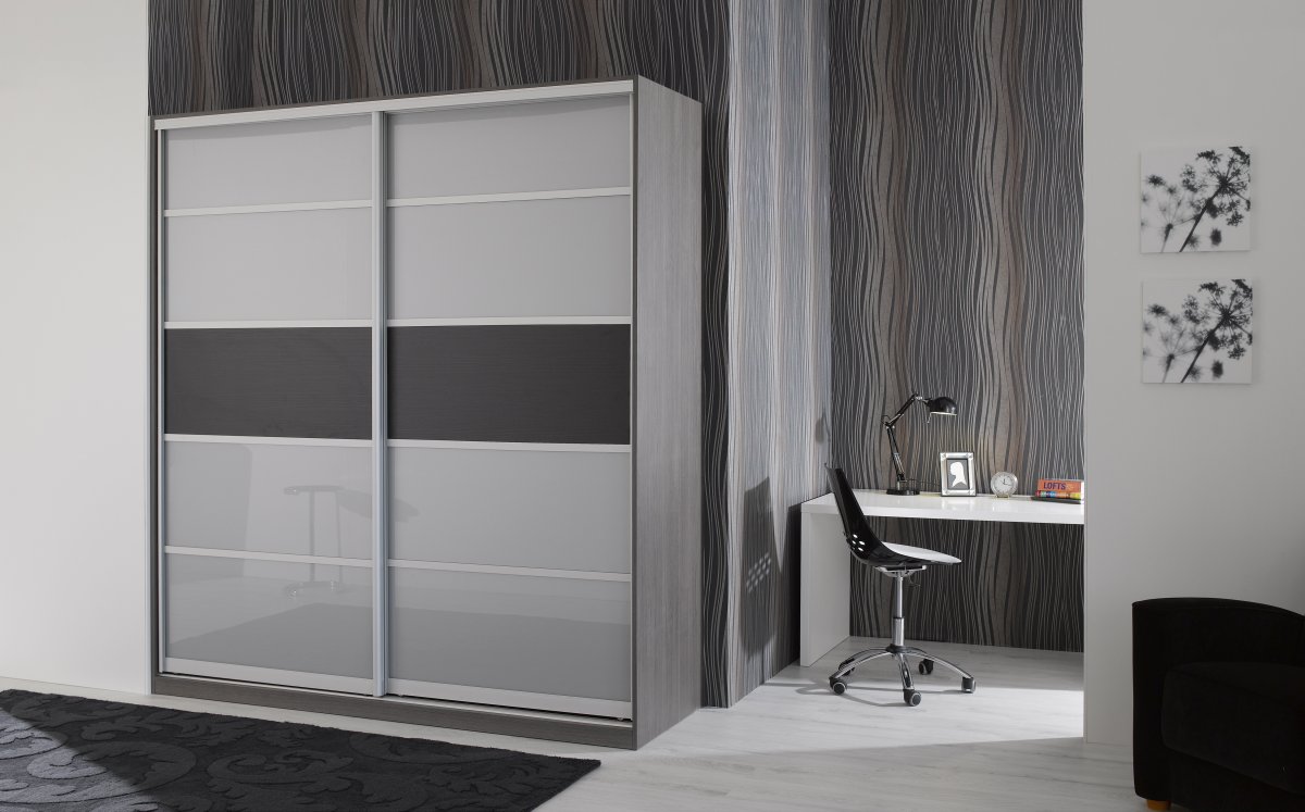 Шкаф купе серого цвета