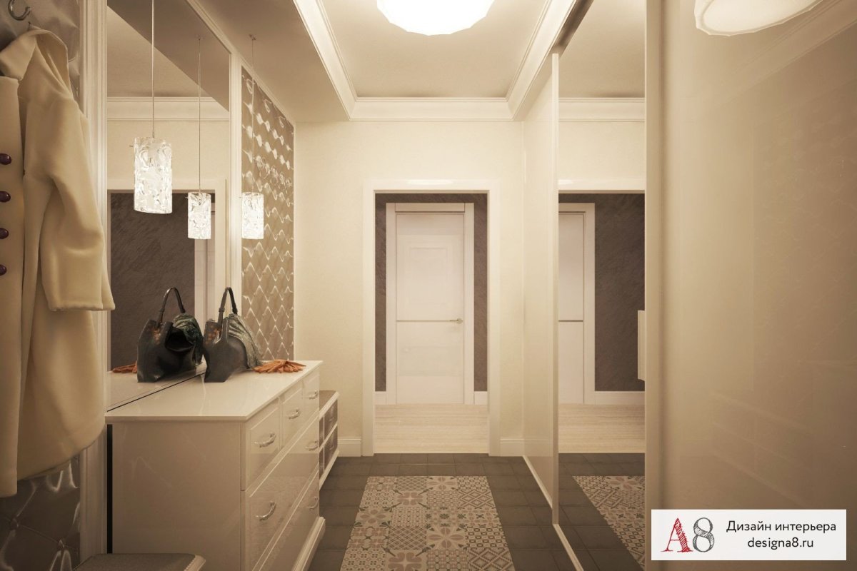 Прихожая в бежевых тонах в современном стиле