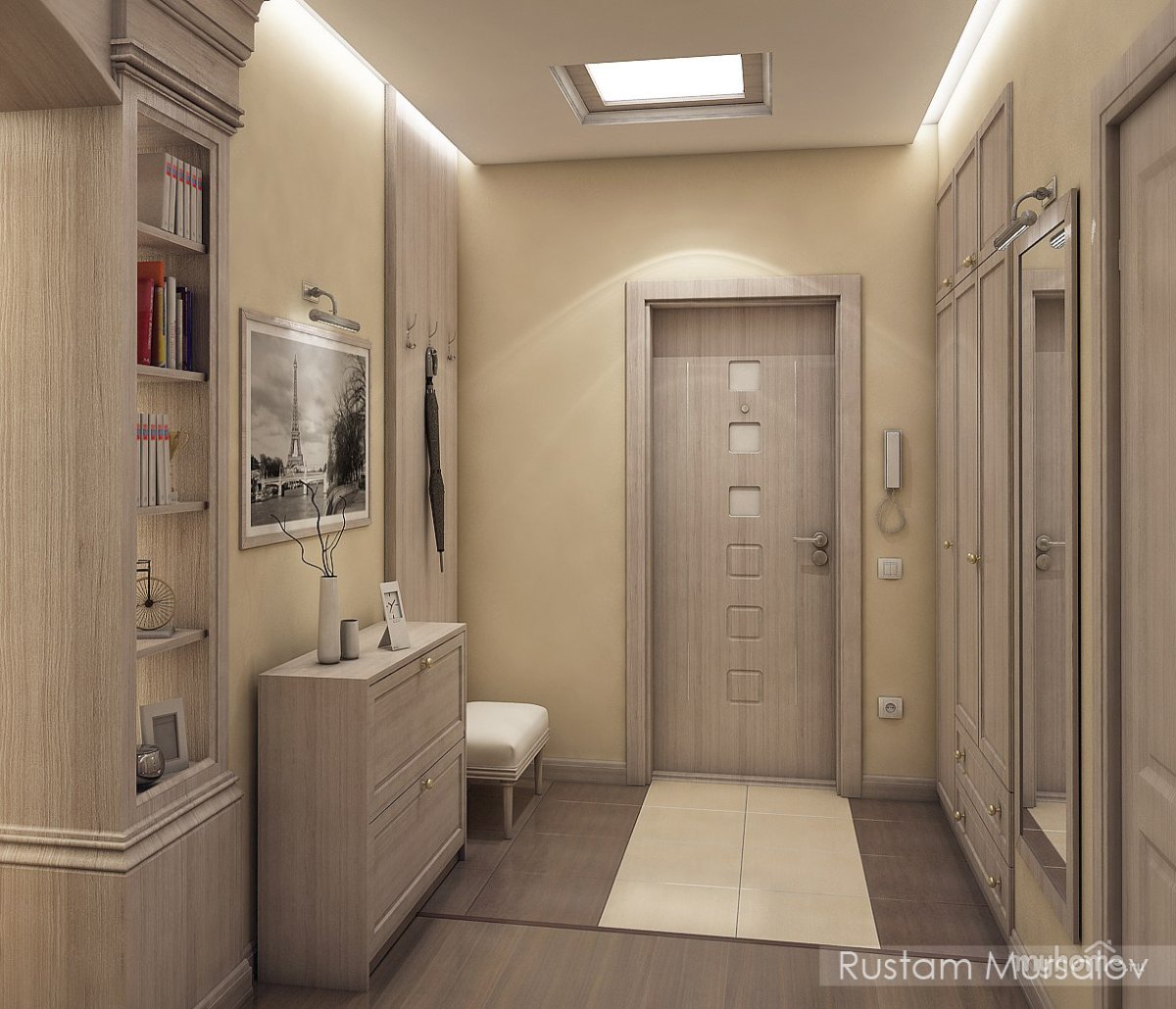 Интерьер прихожей в бежевых тонах