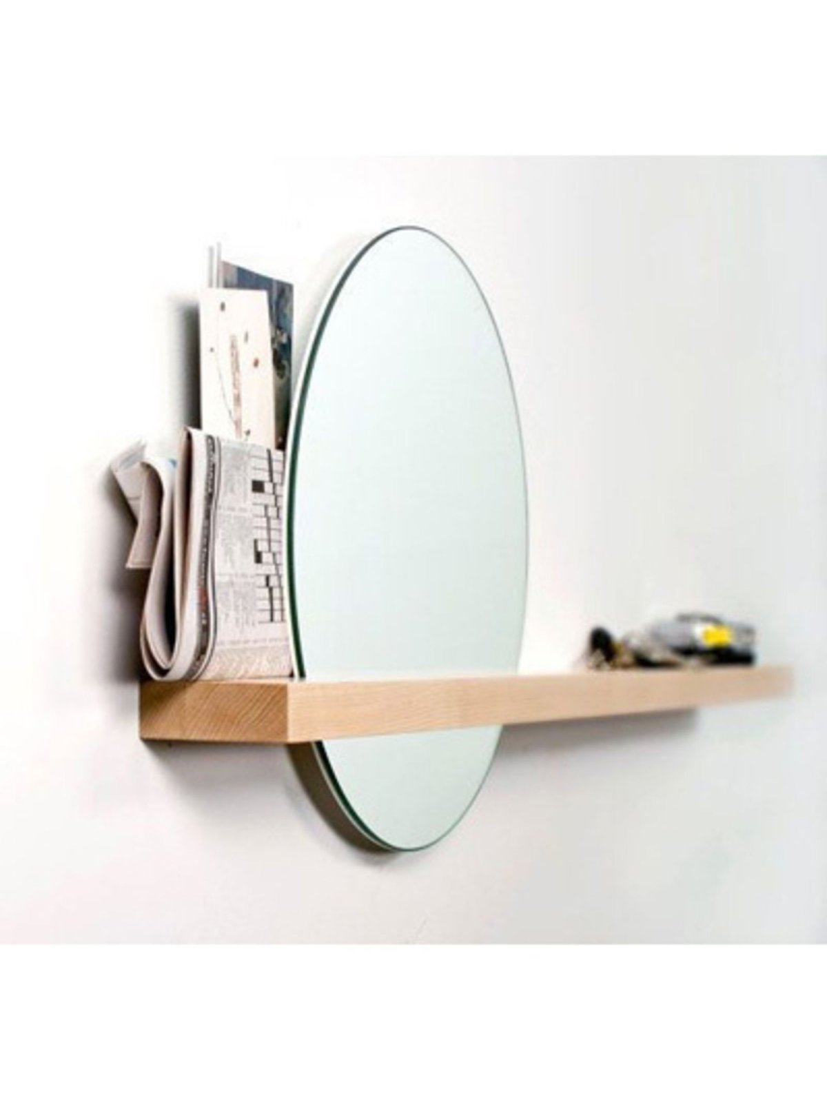 Подвесная полка с зеркалом в прихожую