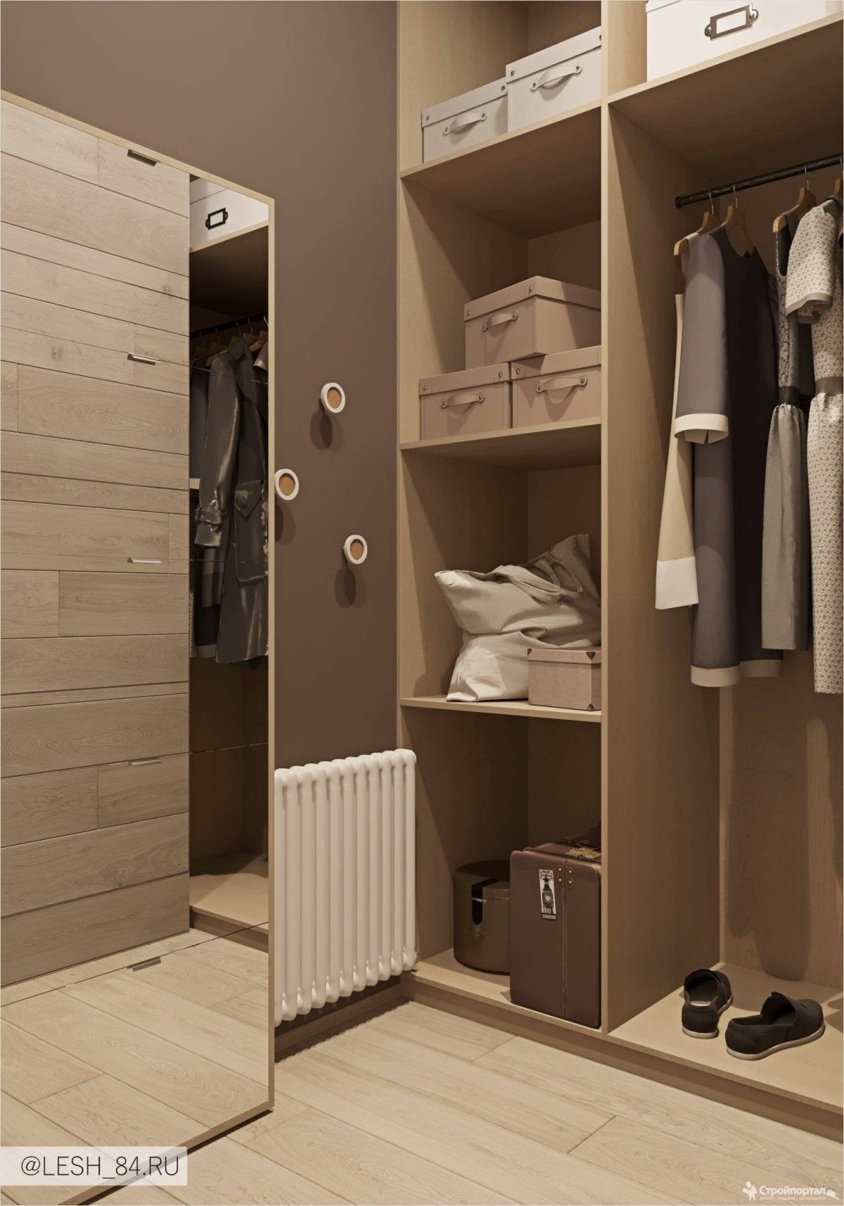 Открытый шкаф в прихожую