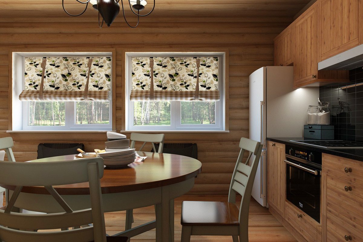 Шторы в деревянном доме