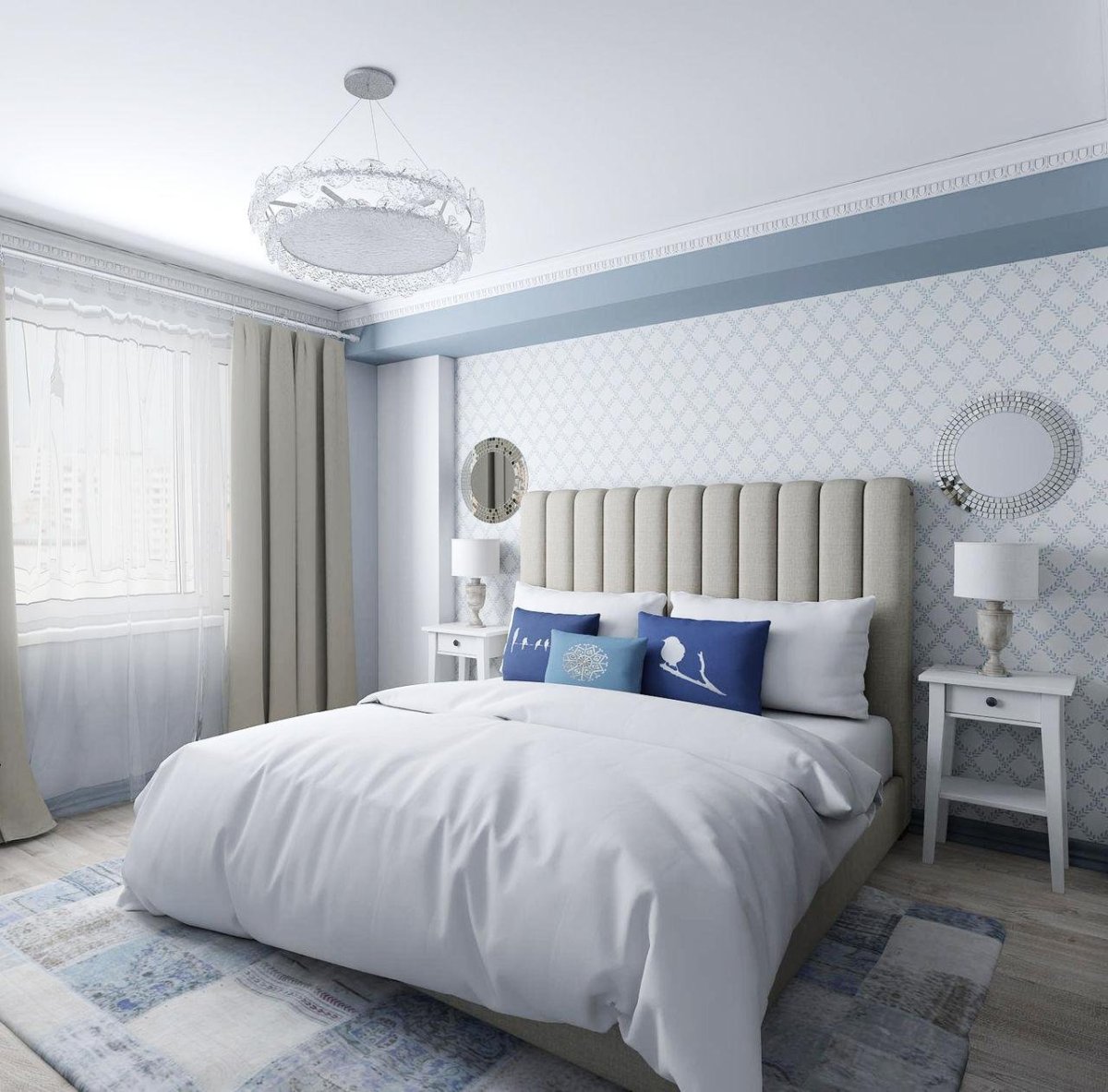 Ковер под кроватью в спальне