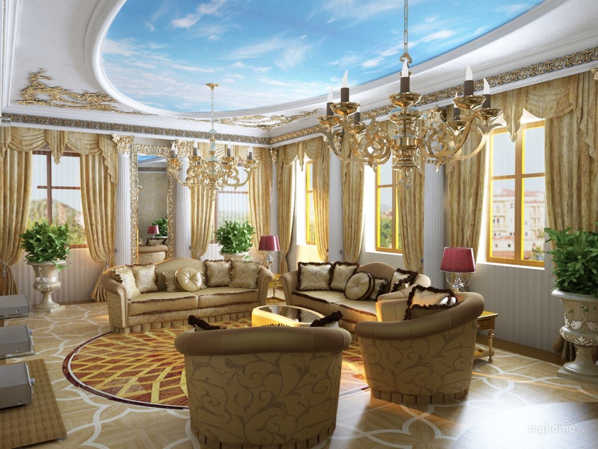 Шикарные гостиные в частном доме