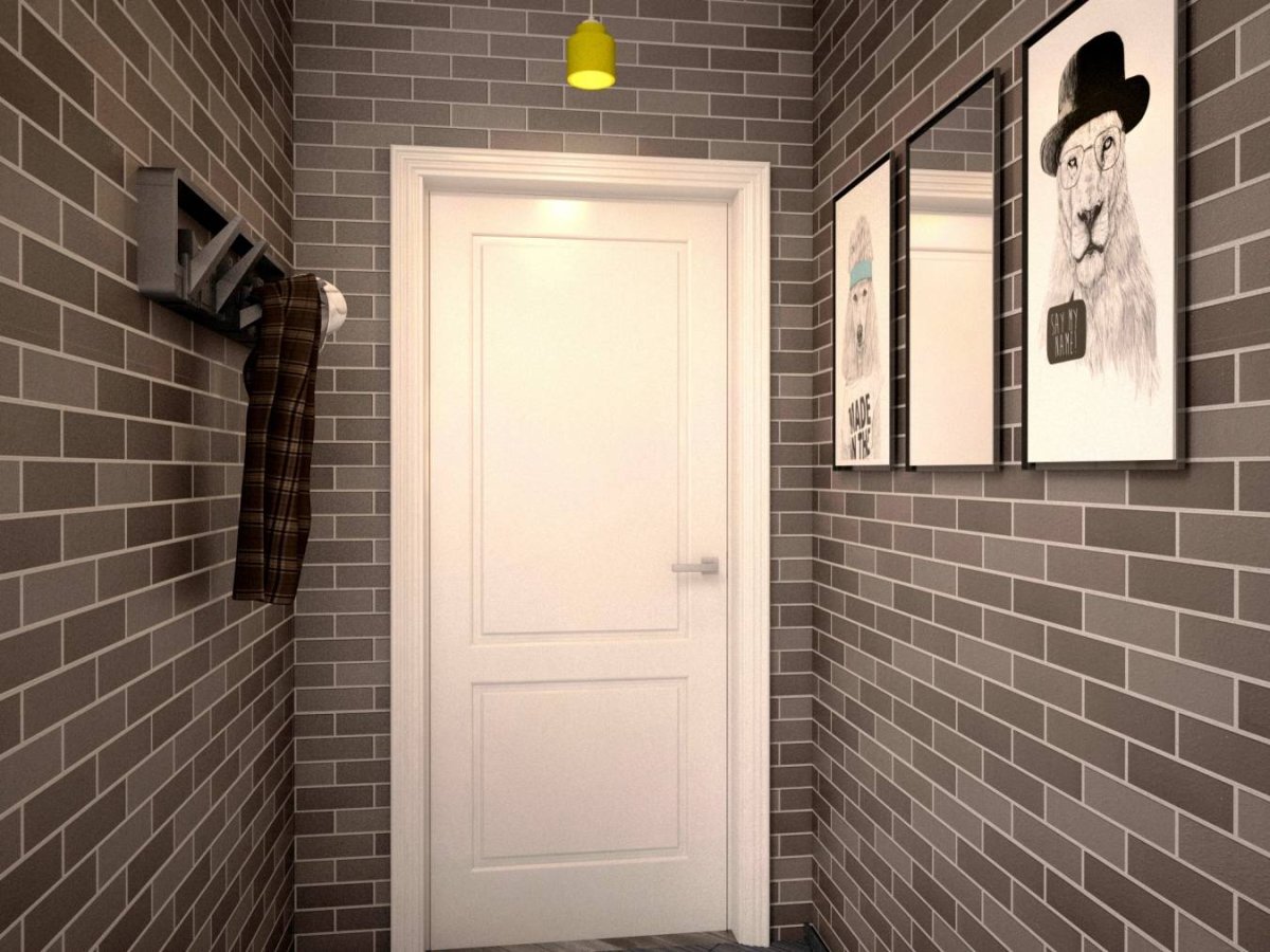 Кирпичная стена в прихожей