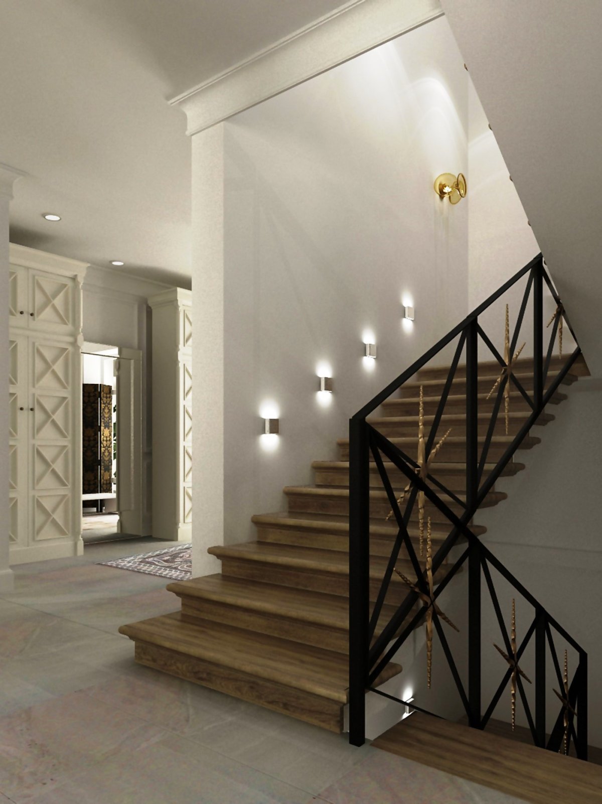 Освещение лестничного проема в частном доме