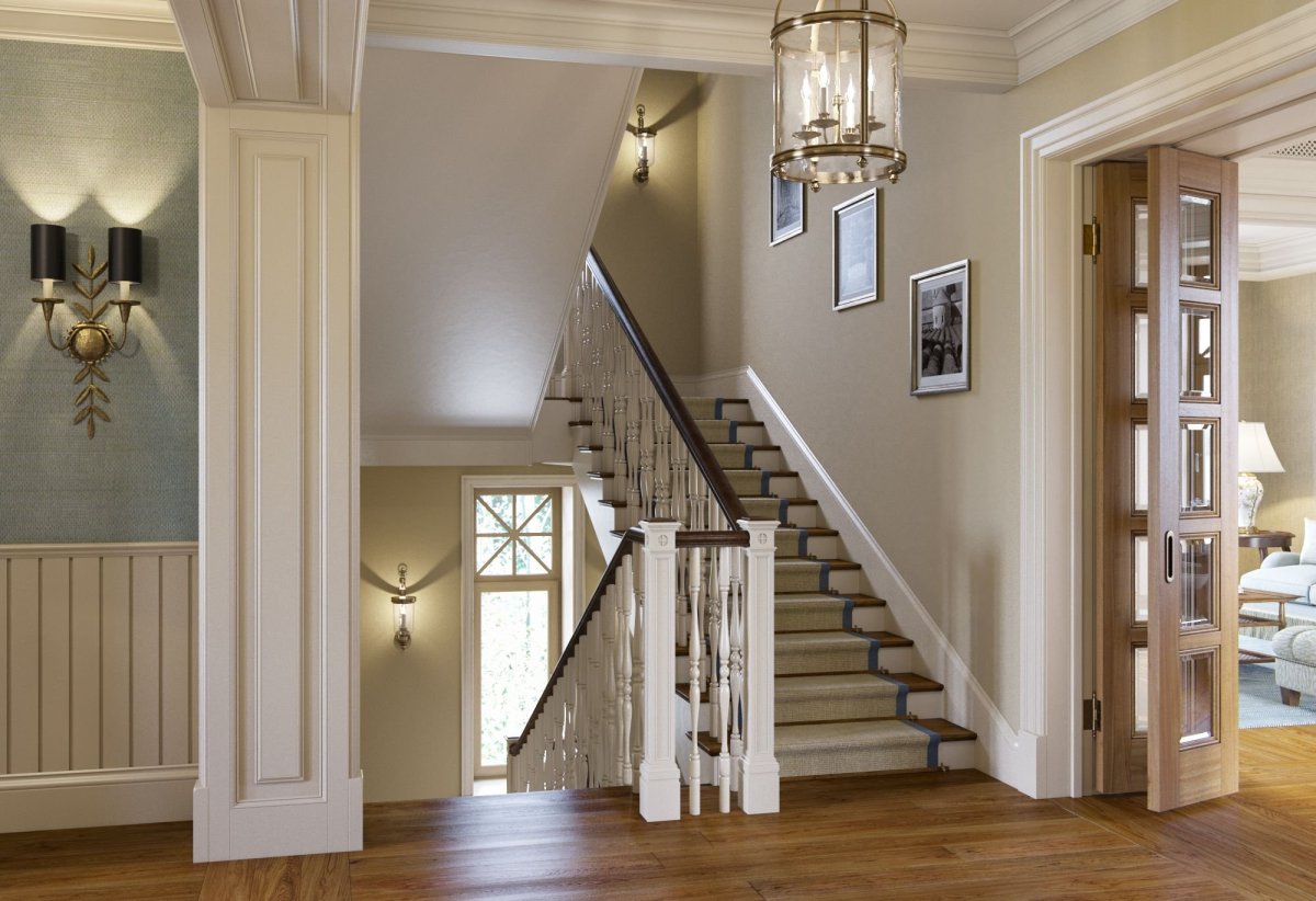 Стены на лестнице в частном доме