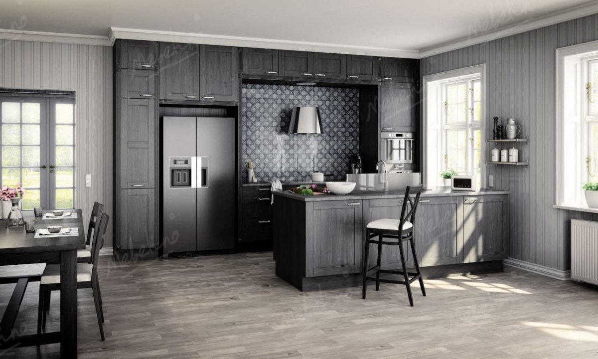 Серые стены на кухне