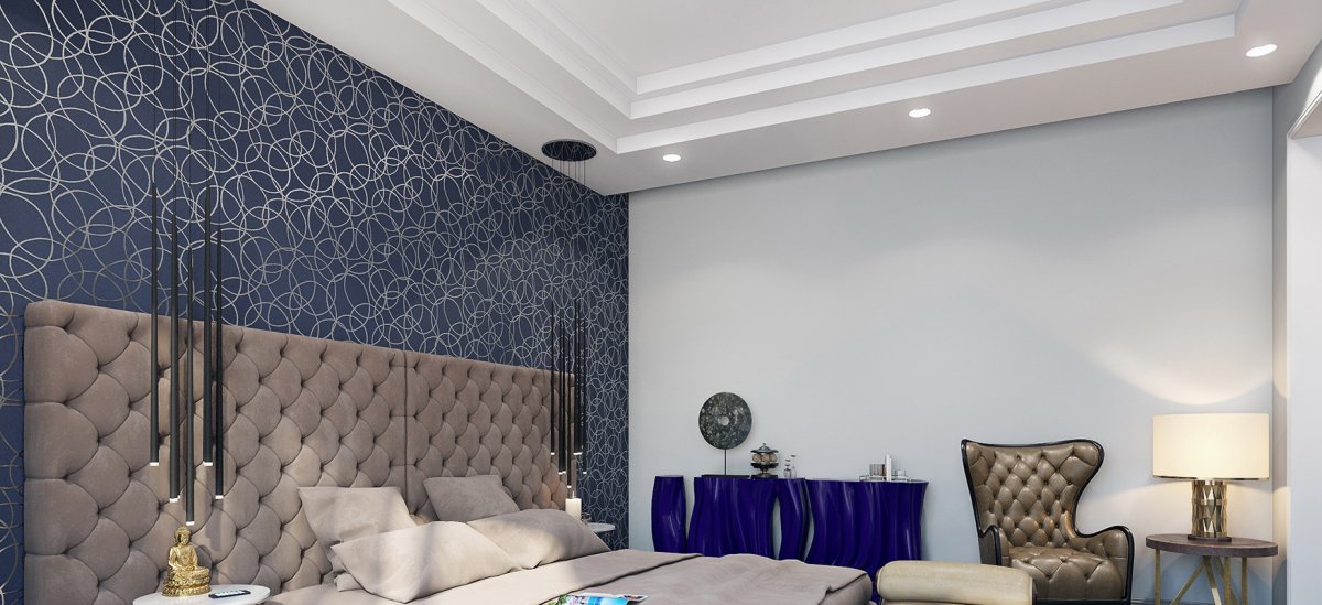 Фотообои в интерьере гостиной за диваном