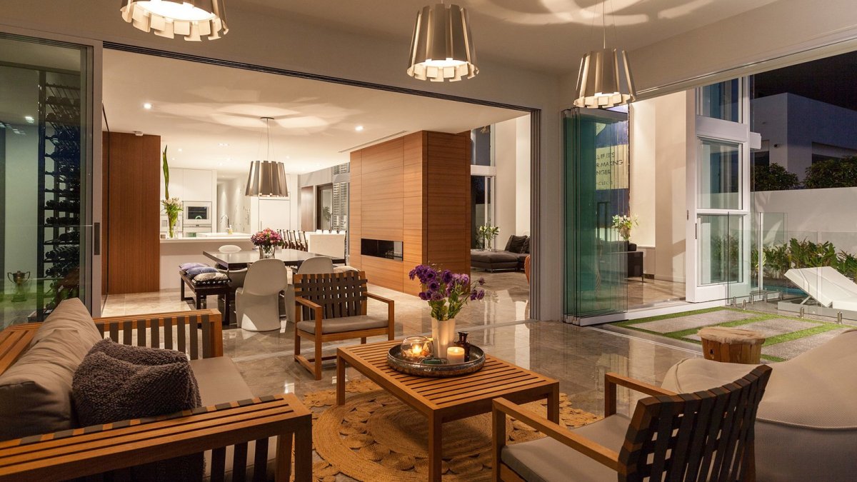 Гостиная в современном стиле большая