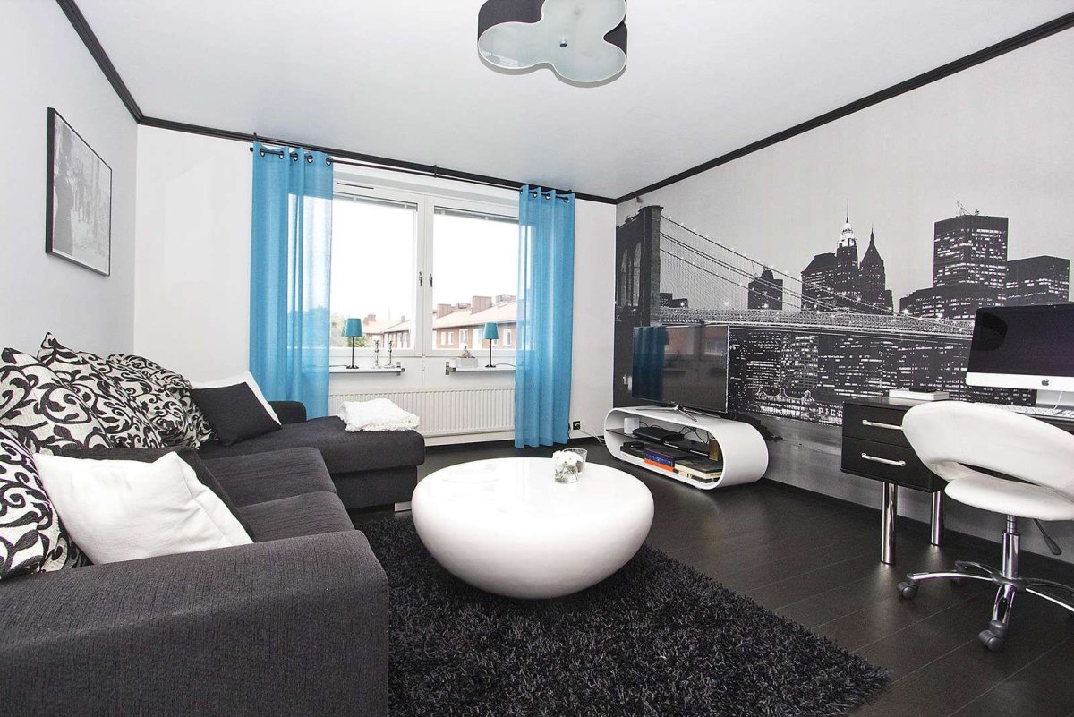 Гостиная в серых тонах