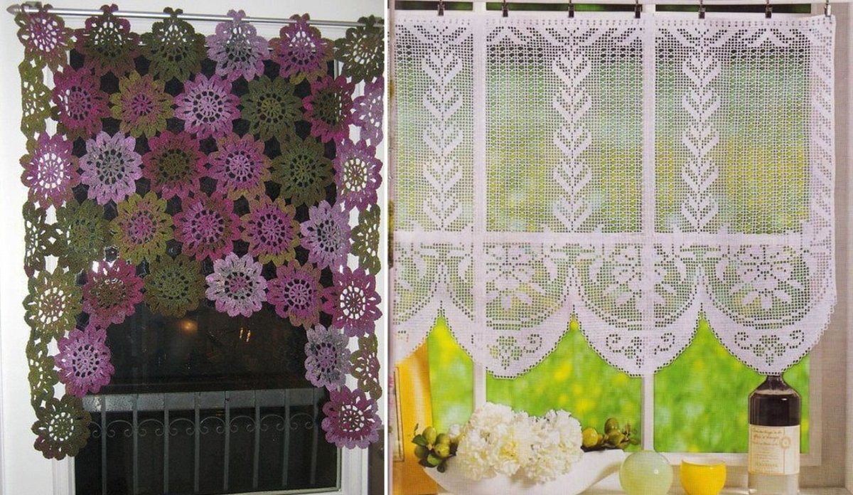 Занавески крючком для кухни