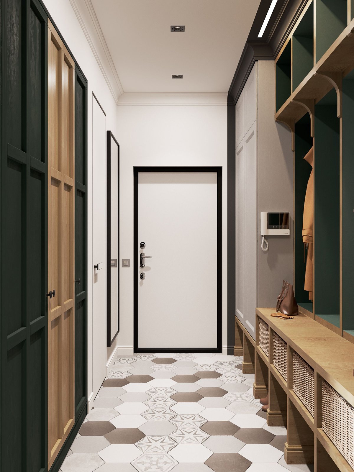 Черная плитка в прихожей