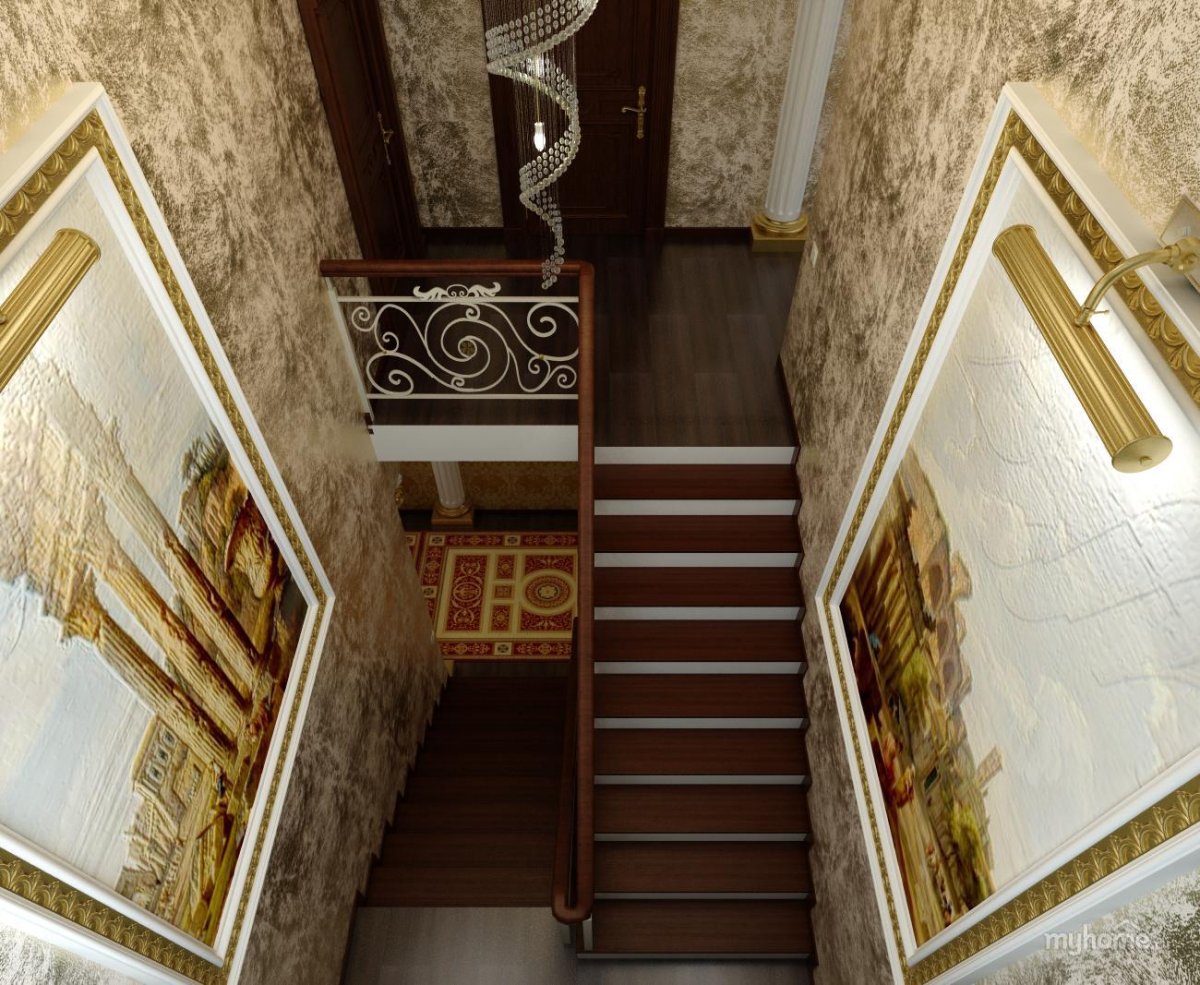 Декор стен на лестничном пролете