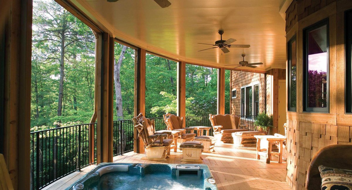 Красивые деревянные дома с бассейном