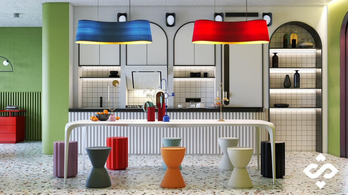 Гостиная в стиле Мемфис