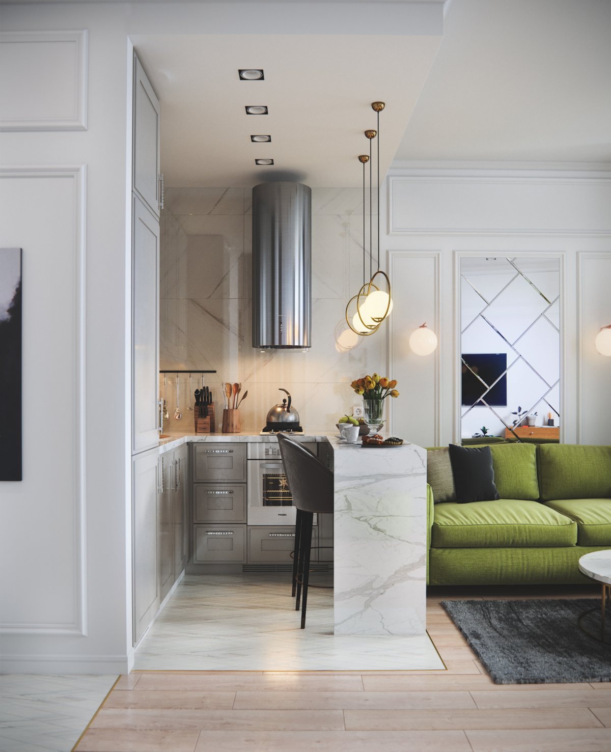 Стильный интерьер маленькой студии