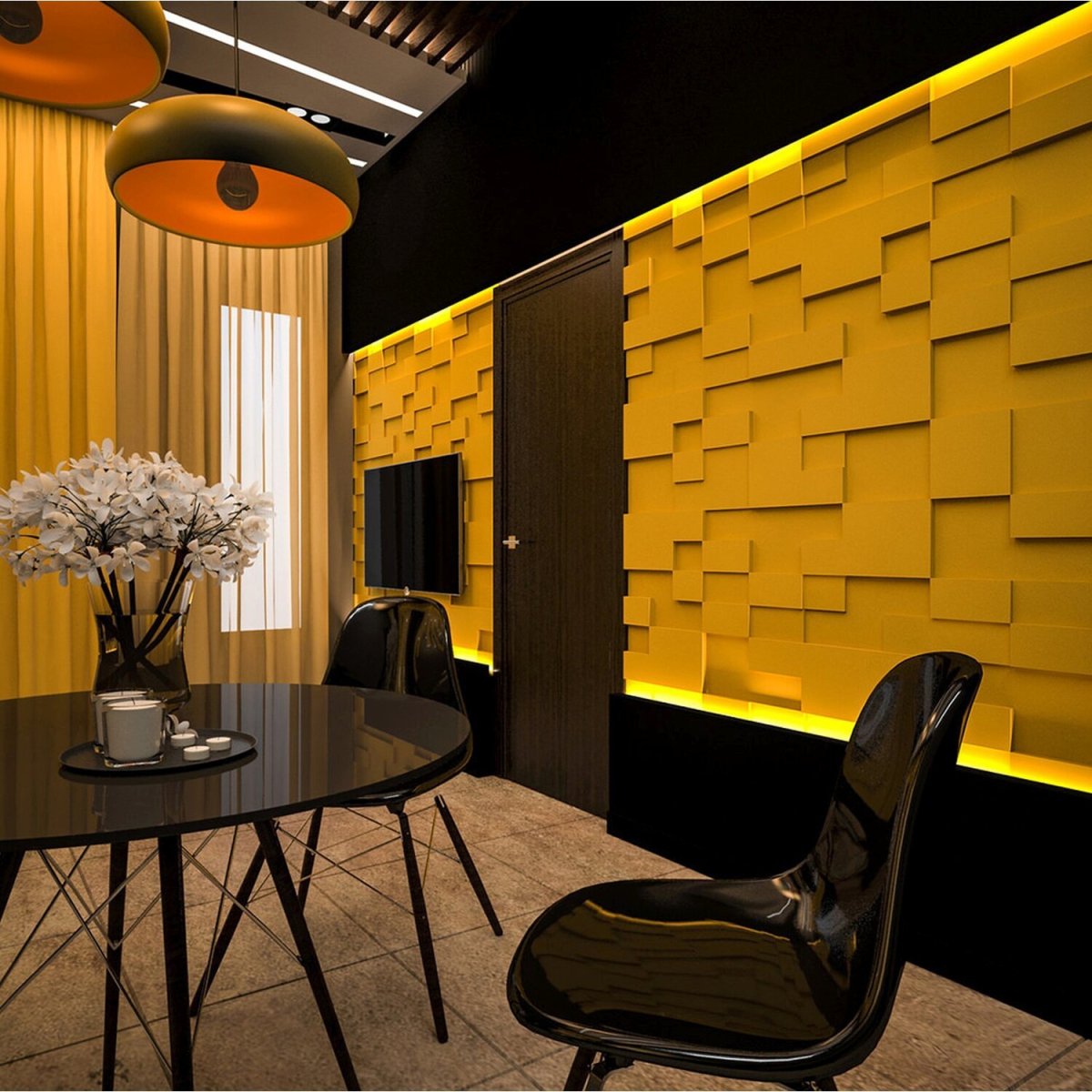 3д панели в гостиной