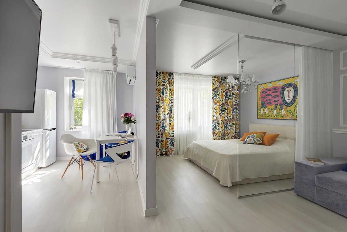 Зонирование однокомнатной квартиры с рабочим местом