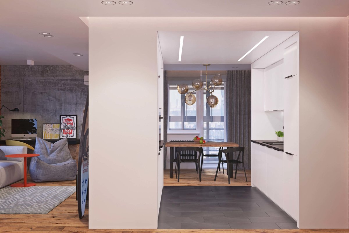 Перегородка в кухне-гостиной