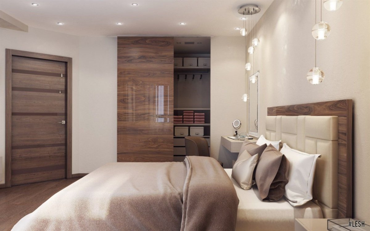 Спальня в современном стиле с гардеробной