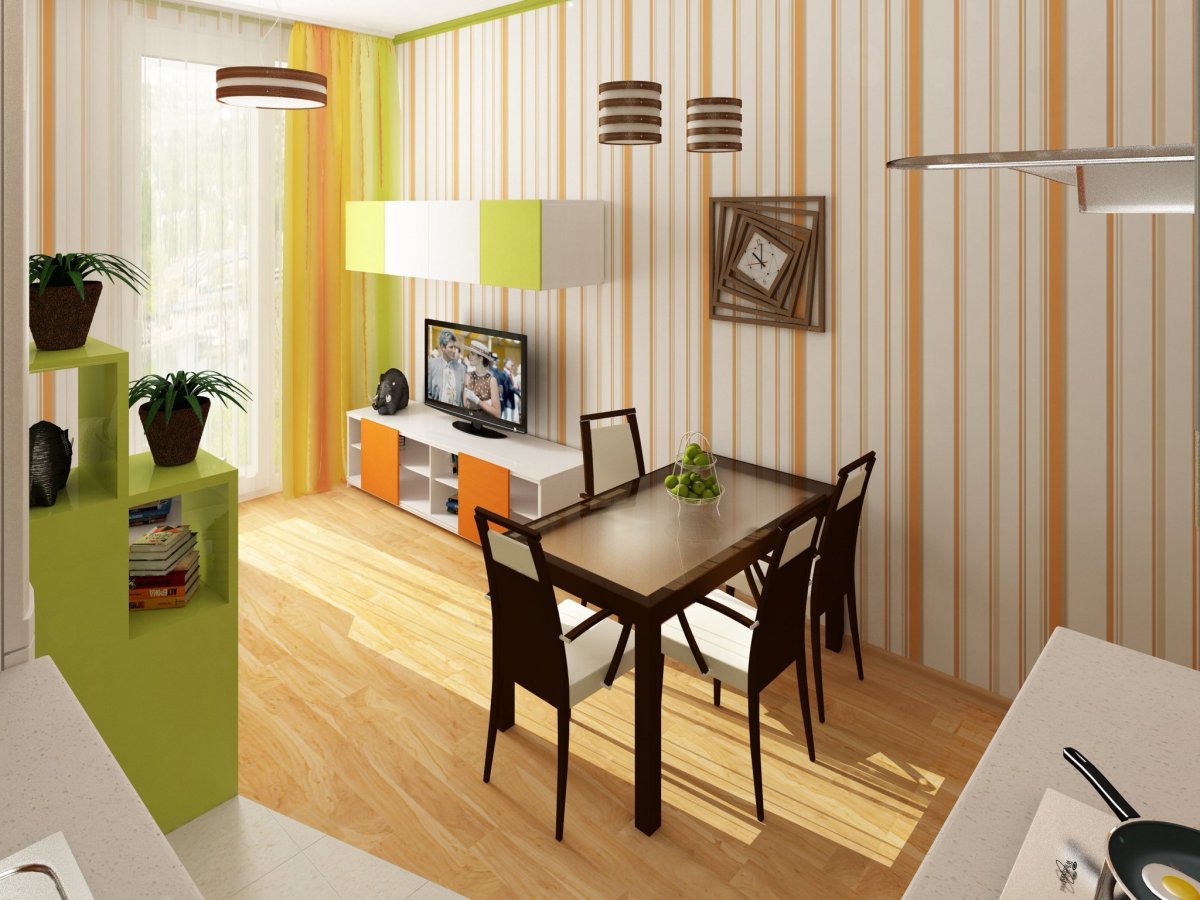 Обои для кухни студии