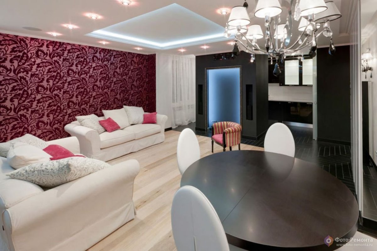 Обои для кухни-гостиной