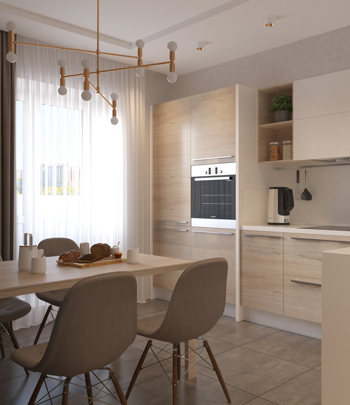 Кухня-гостиная с раздвижной перегородкой