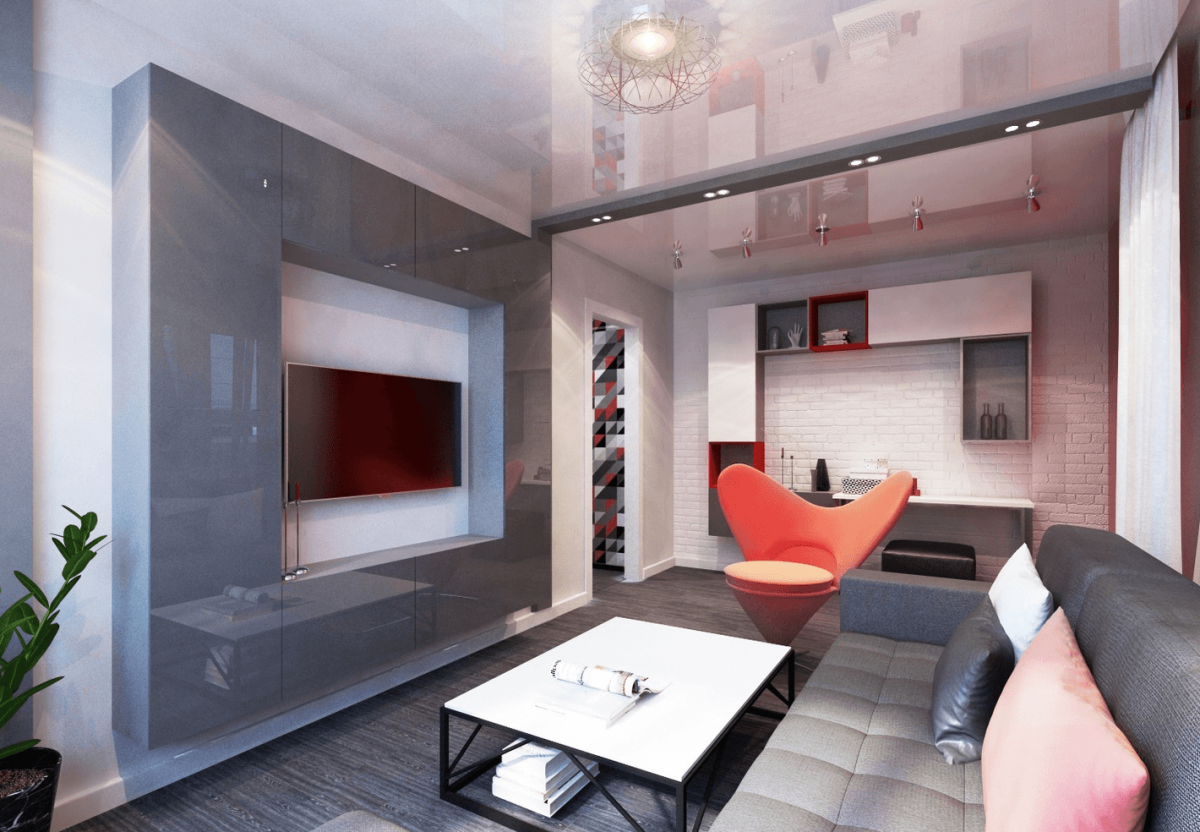 Интерьер гостинной 18кв м